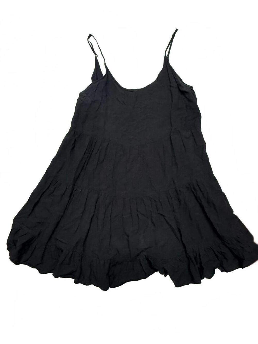 LC Lauren Conrad Black Tiered Mini Dress - Sleeveless Babydoll Sun Dress - M